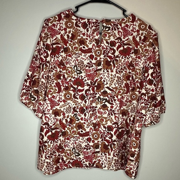 NEW Sam Edelman Dakota Shirred Puff Sleeve Top Seed Pearl Bouquet Women’s XL - Picture 10 of 12